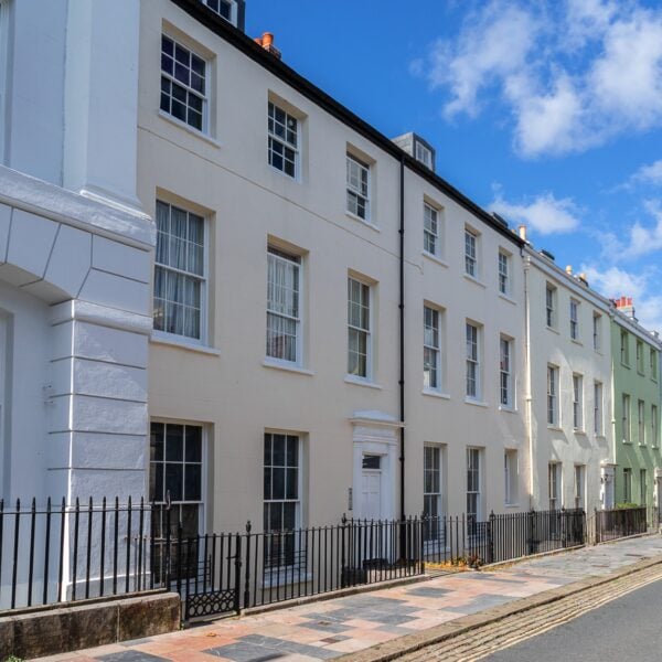 Row of terrace houses in the city of Plymouth in Devon